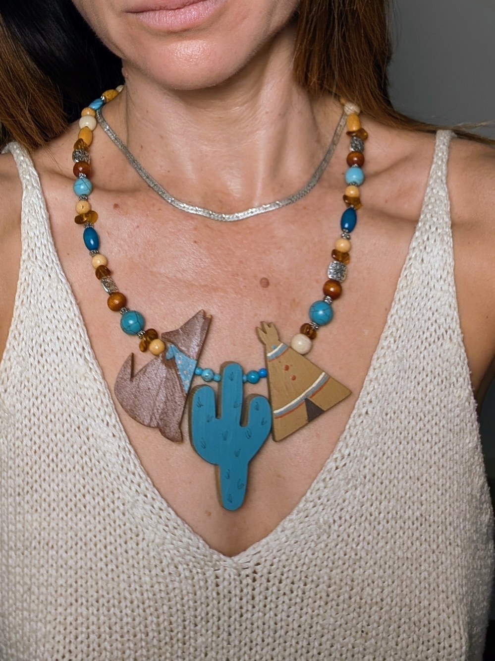 🌵 Vintage 1993 handmade Southwestern statement necklace